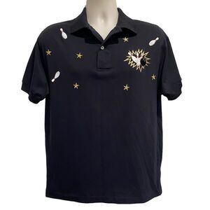 Vintage Bowling World Embroidered Polo Shirt Black Unisex Sz M